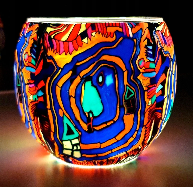LAMPION WITRAŻOWY NA T-LIGHT MEDYTACJA JOGA