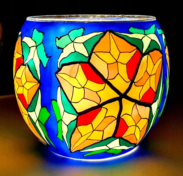 LAMPION WITRAŻOWY NA T-LIGHT MEDYTACJA JOGA