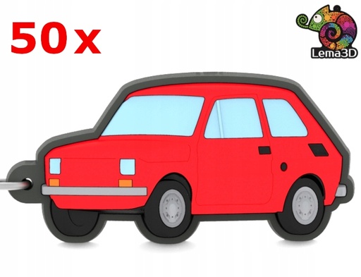[126p/RED/185/10] BRELOK 3D MAŁY FIAT 126p MALUCH SOFT PCV - 50szt (3D)